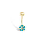 Turquoise Enamel Ball Diamond Navel Piercing