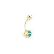 Turquoise Enamel Ball Diamond Navel Piercing