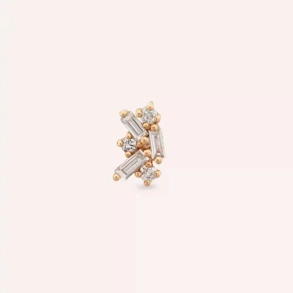 Mingled Pırlanta Taşlı Rose Altın Piercing