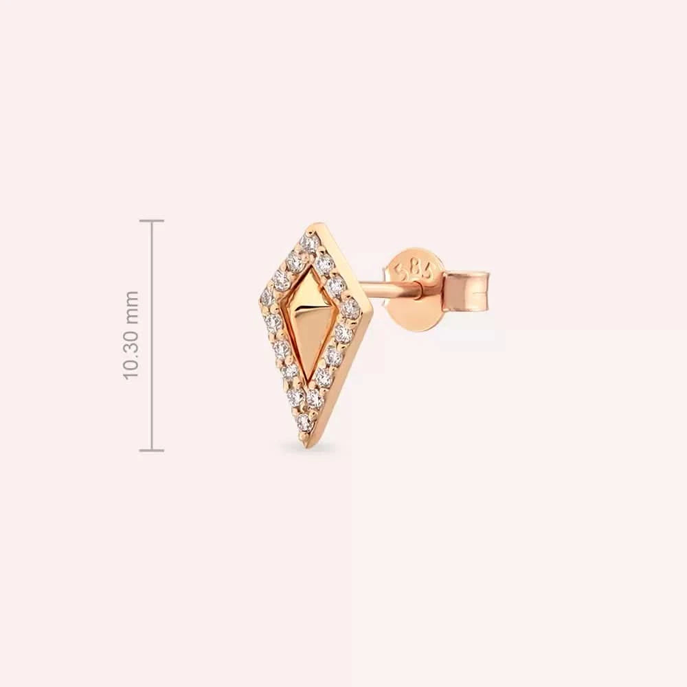 Mini Kiara Pırlanta Taşlı Rose Altın Tek Küpe