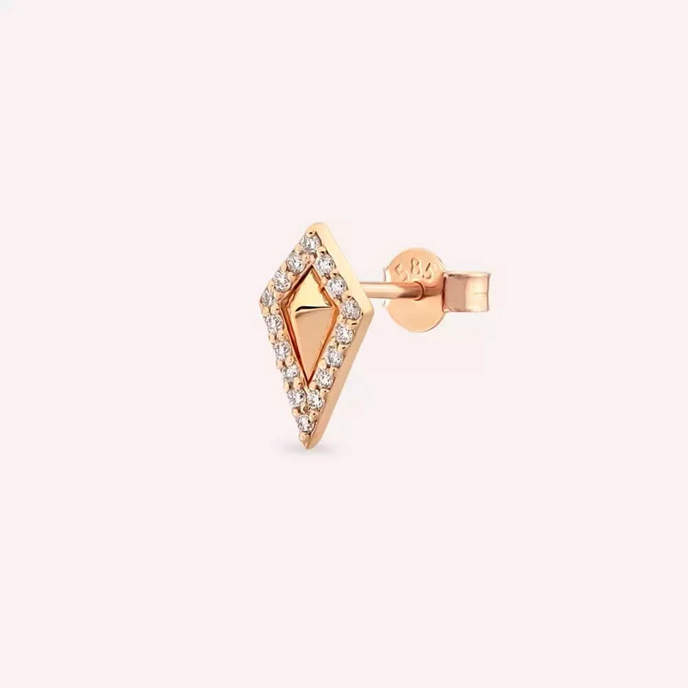 Mini Kiara Pırlanta Taşlı Rose Altın Tek Küpe
