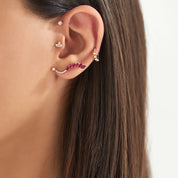 Mini Lotus Pırlanta Taşlı Rose Altın Piercing