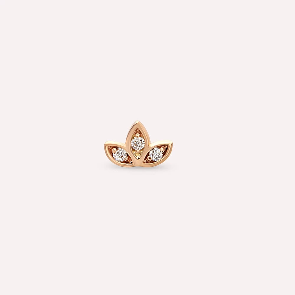 Mini Lotus Pırlanta Taşlı Rose Altın Piercing