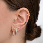Mini Lotus Pırlanta Taşlı Rose Altın Piercing