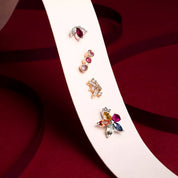 Mini Lotus Yakut ve Pırlanta Taşlı Beyaz Altın Piercing