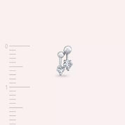 Mini Pulse Prenses Kesim Pırlanta Taşlı Beyaz Altın Tek Küpe