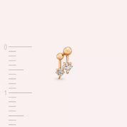 Mini Nota Prenses Kesim Pırlanta Taşlı Rose Altın Tek Küpe