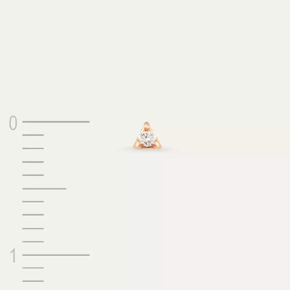 Mini Pırlanta Taşlı Rose Altın Tek Küpe