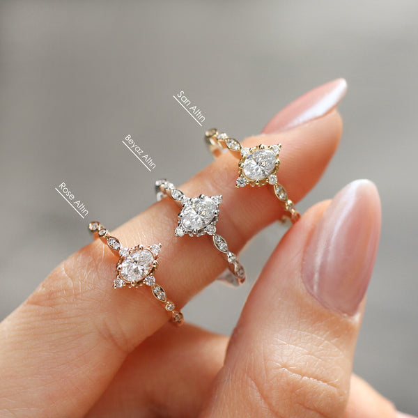 Mini Selius Beyaz Topaz & Pırlanta Yüzük