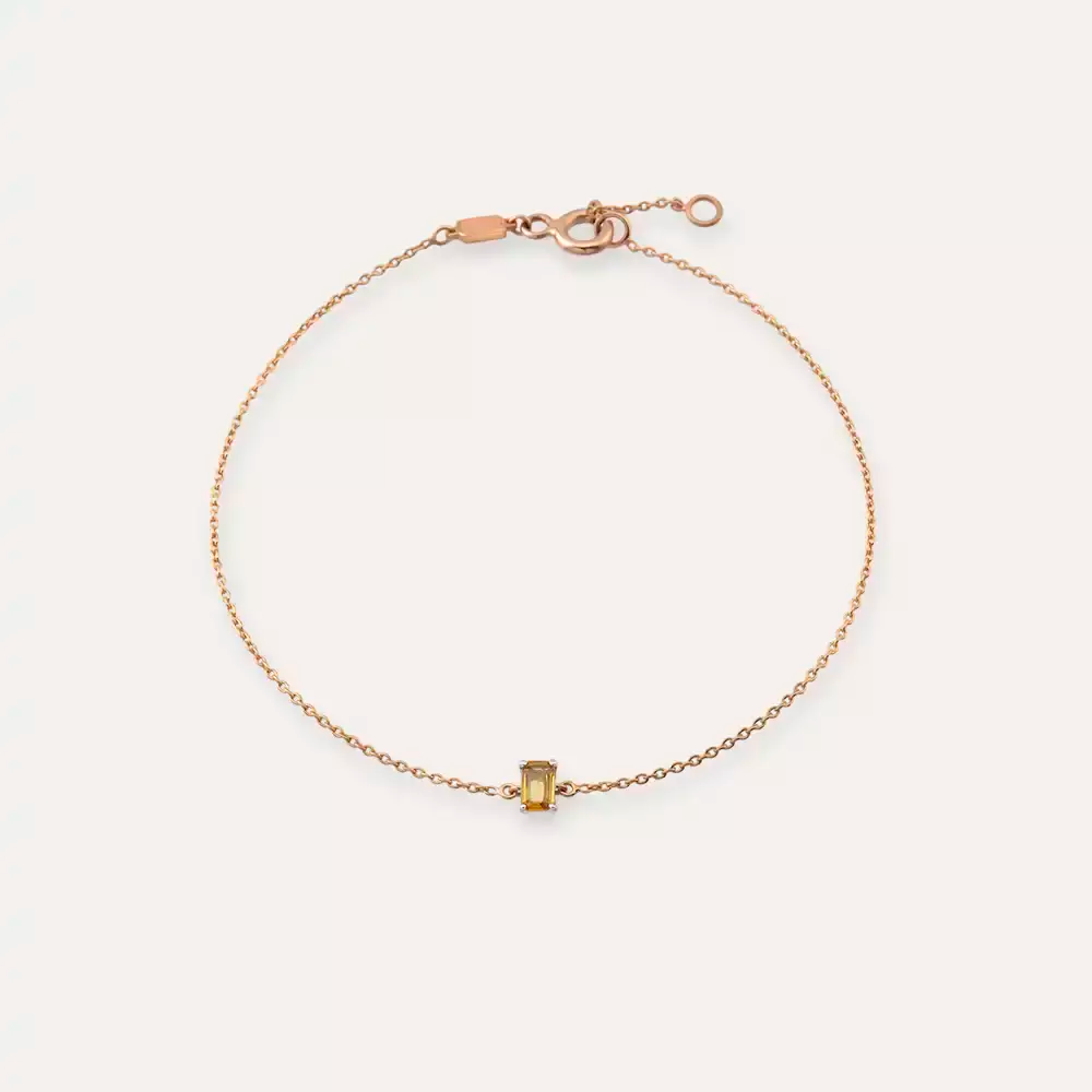 Minor Baget Kesim Yellow Safir Taşlı Bileklik