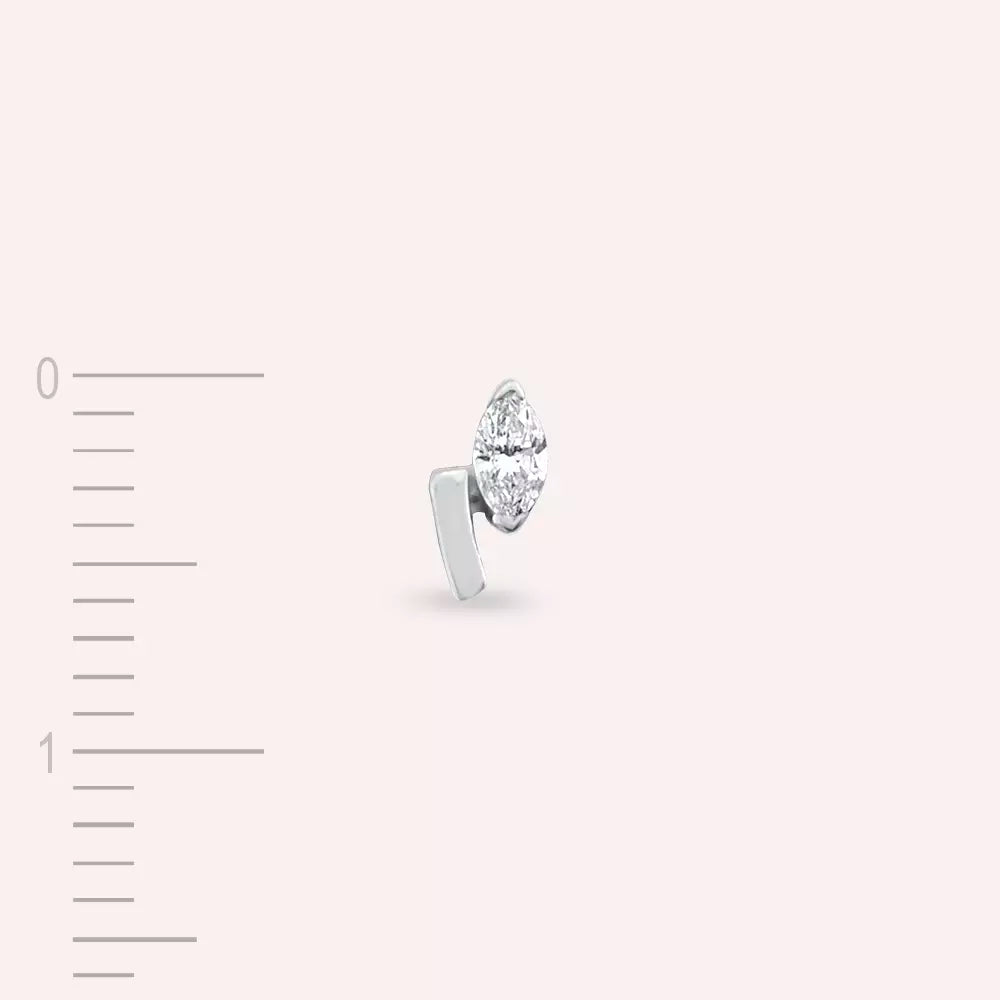 Mira Pırlanta Taşlı Beyaz Altın Tek Küpe