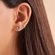 Mira Pırlanta Taşlı Beyaz Altın Tek Küpe