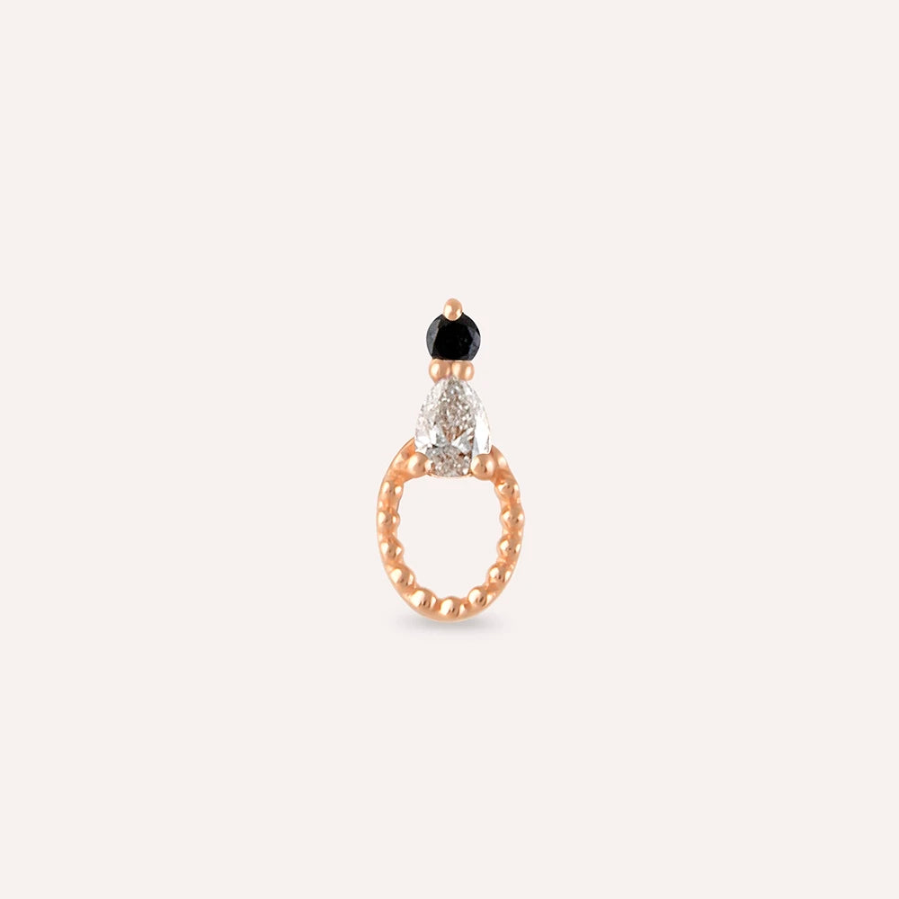 Mirror Siyah Pırlanta Taşlı Rose Altın Piercing