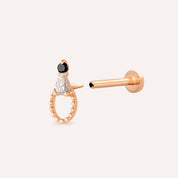 Mirror Siyah Pırlanta Taşlı Rose Altın Piercing