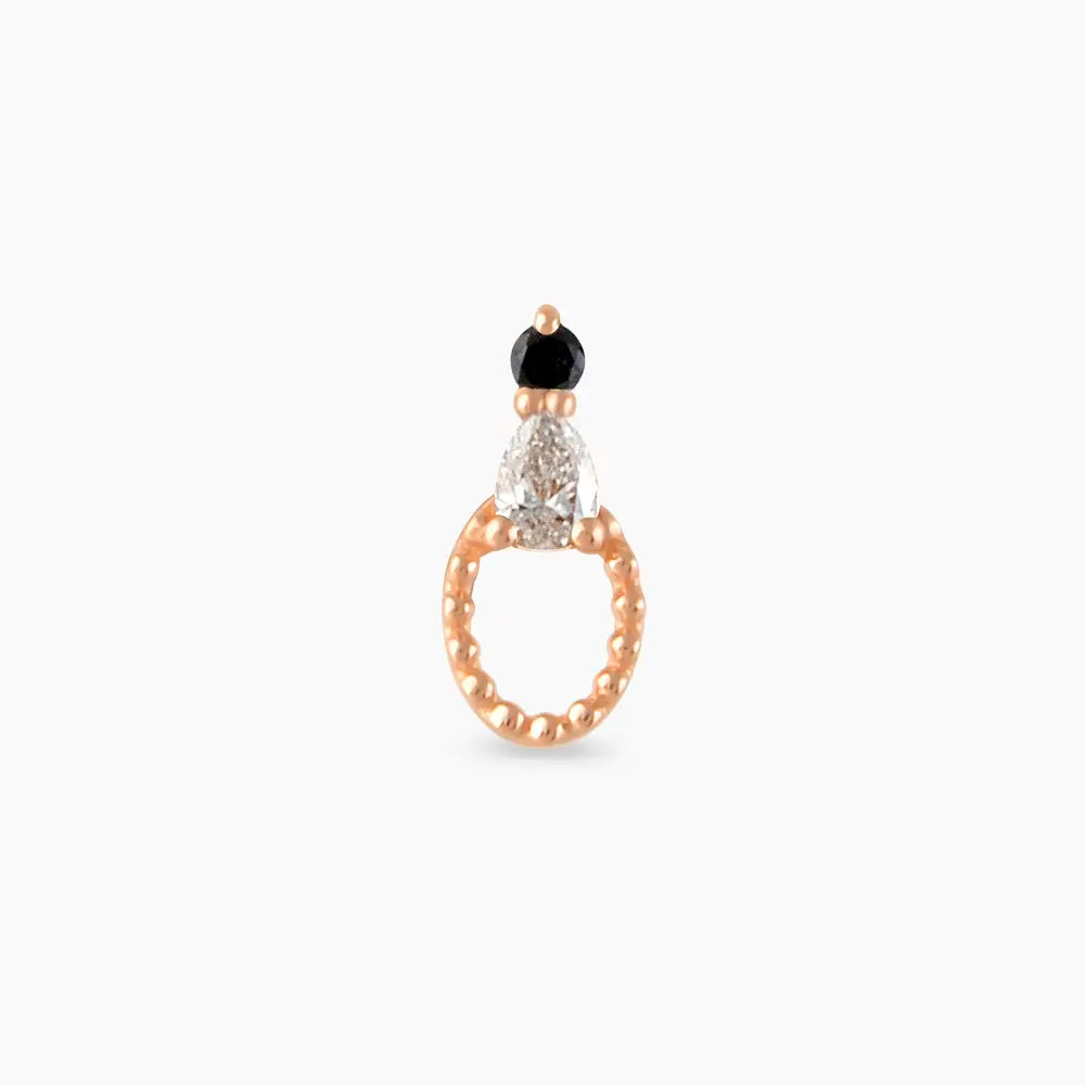 Mirror Siyah Pırlanta Taşlı Rose Altın Piercing