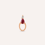 Mirror Yakut ve Pırlanta Taşlı Rose Altın Piercing