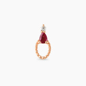 Mirror Yakut ve Pırlanta Taşlı Rose Altın Piercing