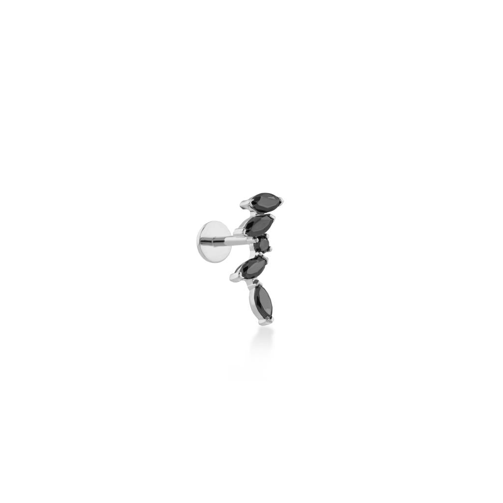 Asimetrik Markiz Form Mavi Taşlı Altın Piercing