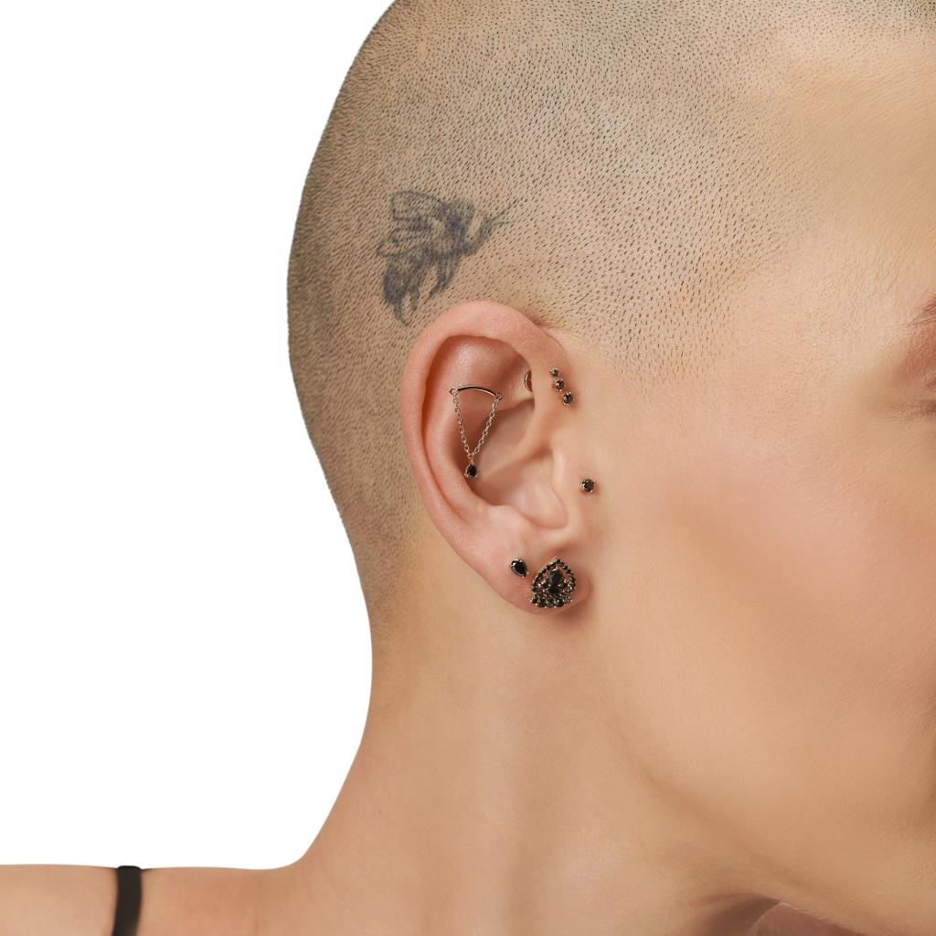 Mistero Şimşek Siyah Pırlanta Piercing