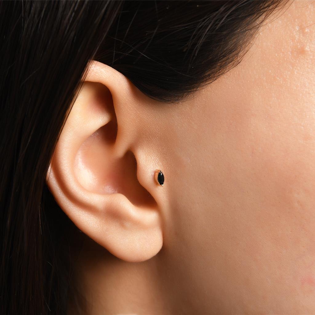Mistero Tek Markiz Siyah Pırlanta Piercing