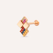 Mitis Multicolor Safir Taşlı Rose Altın Piercing