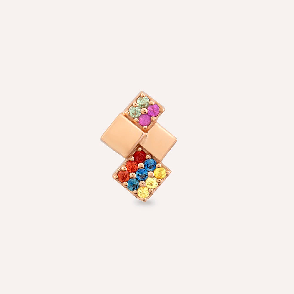 Mitis Multicolor Safir Taşlı Rose Altın Piercing