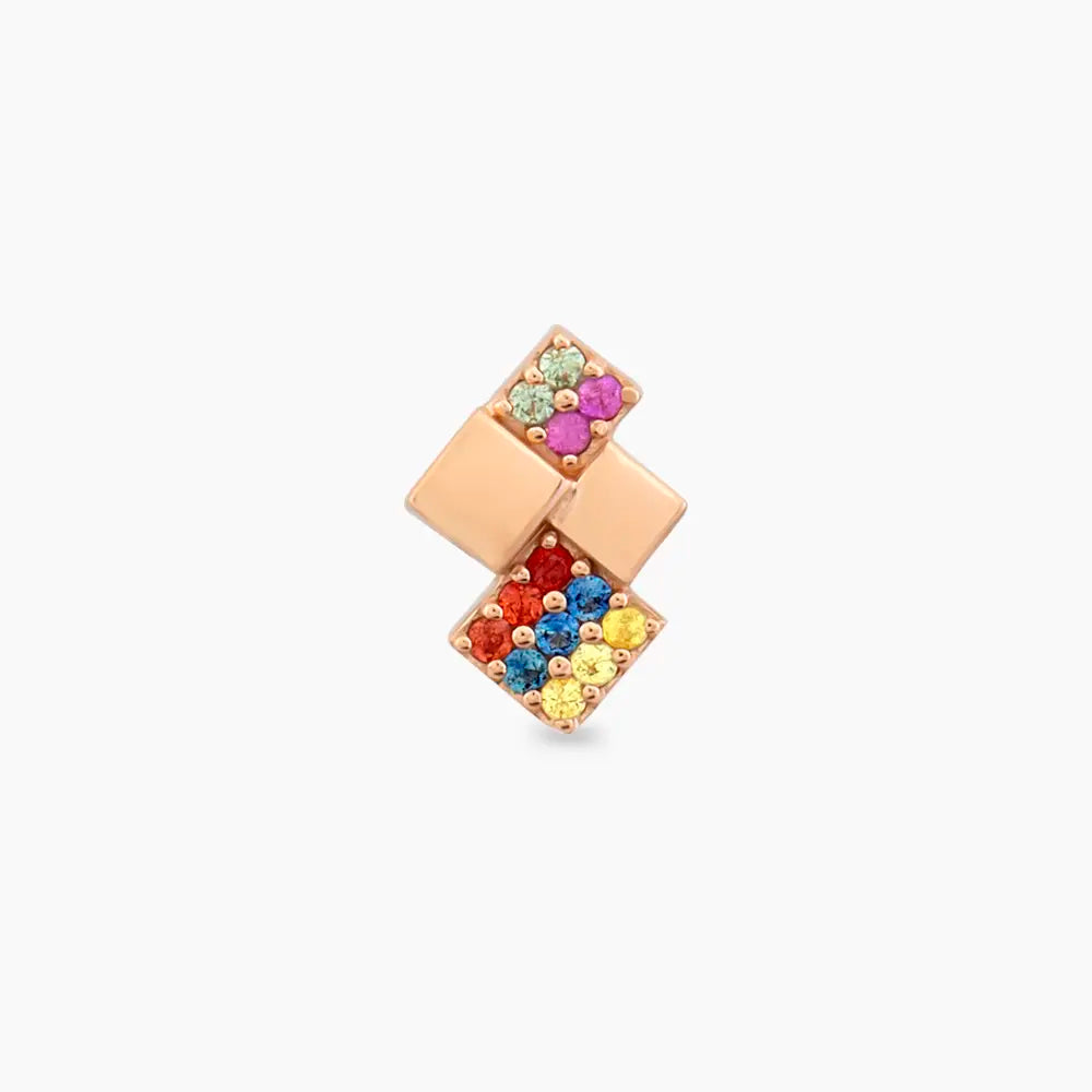 Mitis Multicolor Safir Taşlı Rose Altın Piercing