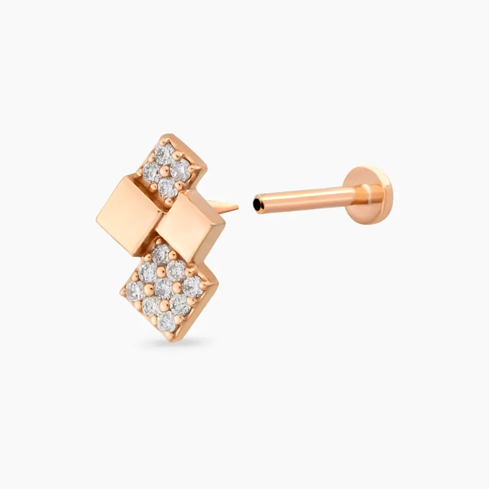 Mitis Pırlanta Taşlı Rose Altın Piercing