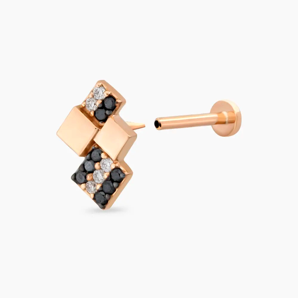 Mitis Pırlanta ve Siyah Pırlanta Taşlı Rose Gold Piercing