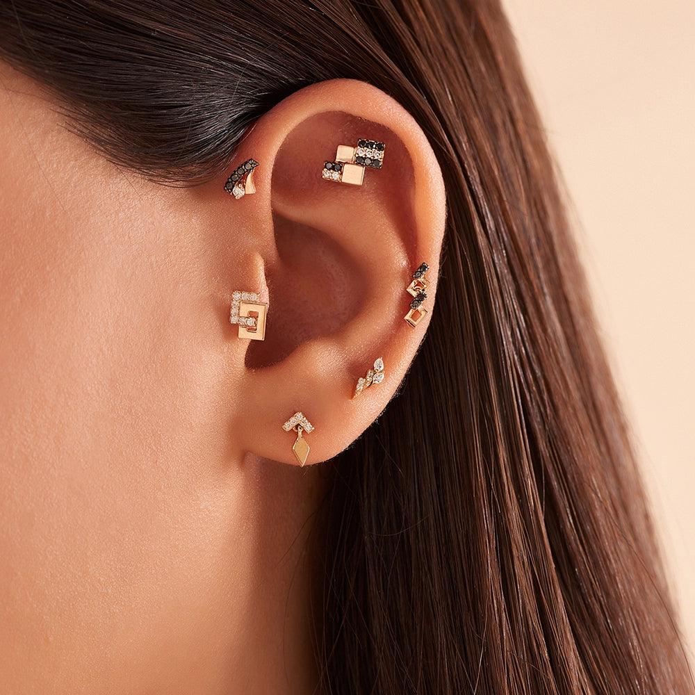 Mitis Pırlanta ve Siyah Pırlanta Taşlı Rose Gold Piercing - Tufanlar Kuyumculuk