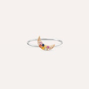Moon 0.09 CT Multicolor Safir Taşlı Beyaz Altın Yüzük
