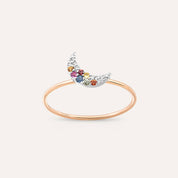 Moon 0.09 CT Multicolor Safir Taşlı Rose Altın Yüzük