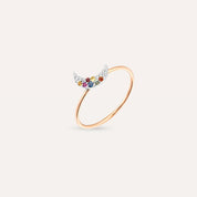 Moon 0.09 CT Multicolor Safir Taşlı Rose Altın Yüzük