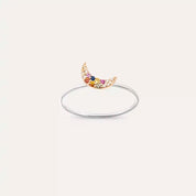 Moon 0.09 CT Multicolor Safir Taşlı Beyaz Altın Yüzük