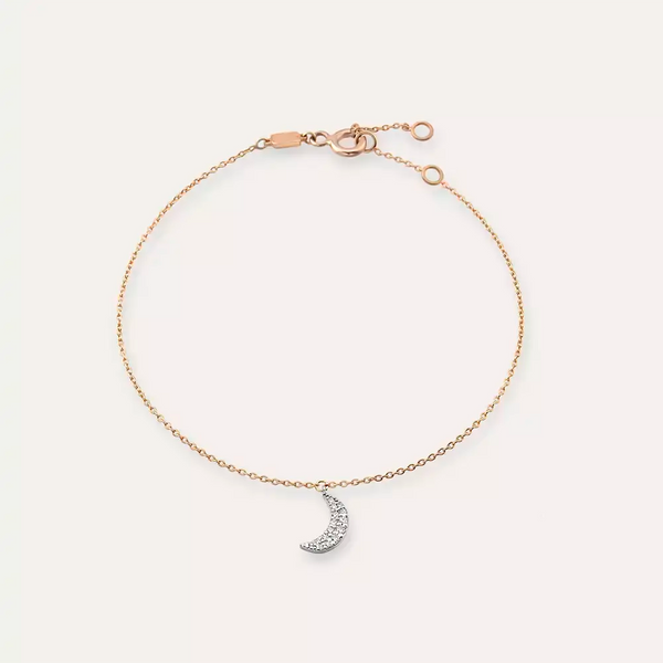 Moon Pırlanta Taşlı Rose Altın Halhal