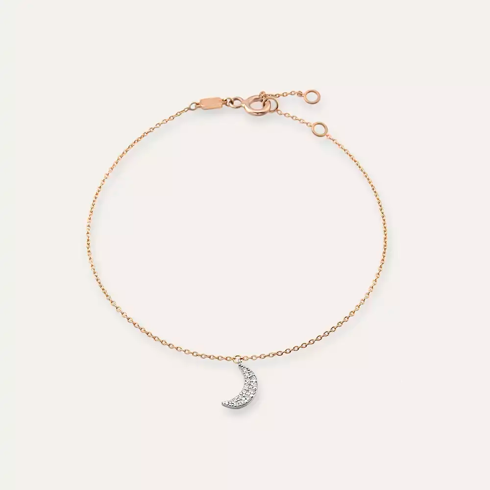 Moon Pırlanta Taşlı Rose Altın Halhal