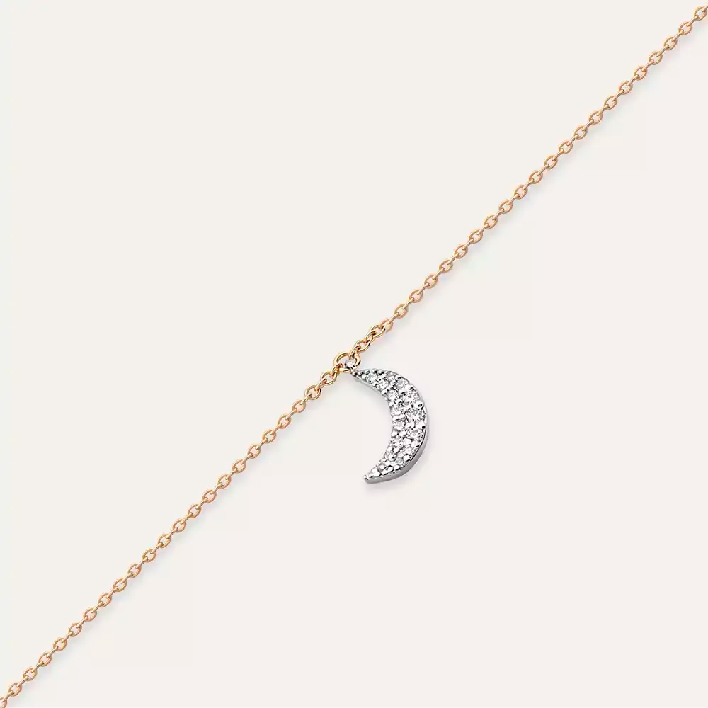 Moon Pırlanta Taşlı Rose Altın Halhal