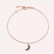 Moon Siyah Pırlanta Taşlı Rose Altın Bileklik