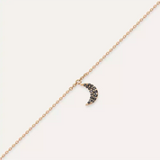 Moon Siyah Pırlanta Taşlı Rose Altın Halhal