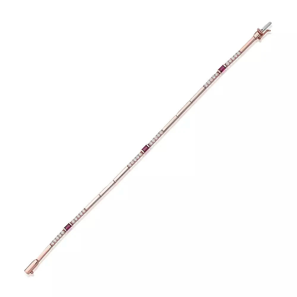 Mosaic 1.23 CT Yakut ve Pırlanta Taşlı Rose Altın Suyolu Bileklik