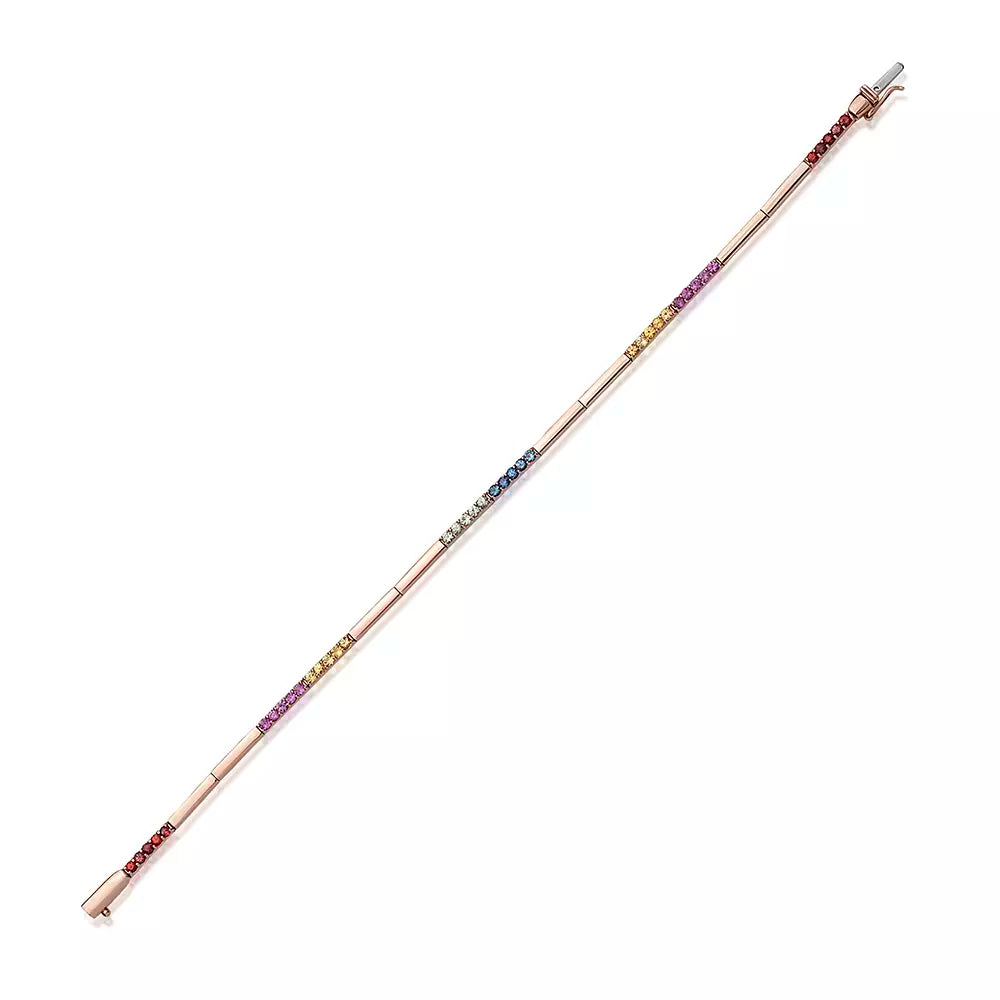 Mosaic 1.29 CT Multicolor Safir Taşlı Rose Altın Bileklik