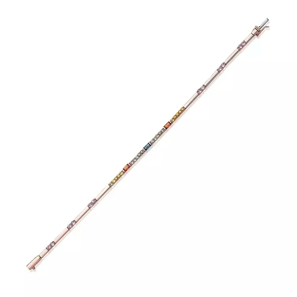 Mosaic 1.71 CT Multicolor Safir Taşlı Rose Altın Suyolu Bileklik