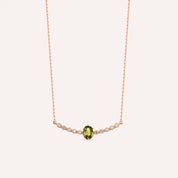 Moss 1.29 CT Green Safir ve Pırlanta Taşlı Rose Altın Kolye