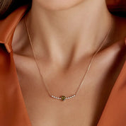 Moss 1.29 CT Green Safir ve Pırlanta Taşlı Rose Altın Kolye