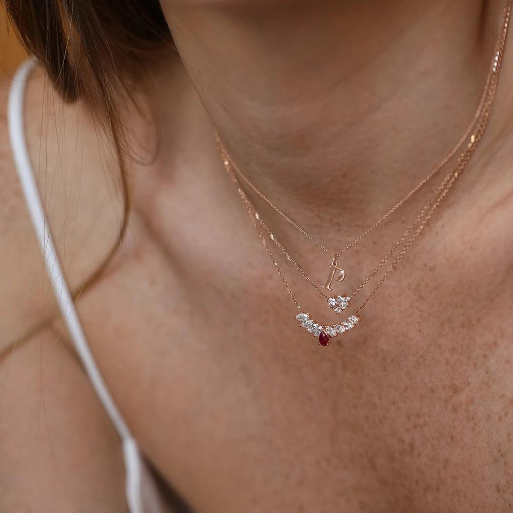 Muse 1.37 CT Yakut ve Pırlanta Taşlı Rose Altın Kolye - Tufanlar Kuyumculuk