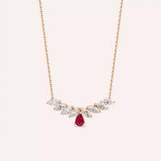 Muse Yakut ve Pırlanta Taşlı Rose Altın Kolye