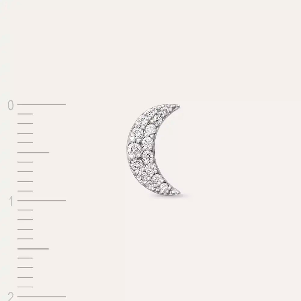 Mona Pırlanta Taşlı Beyaz Altın Tek Küpe