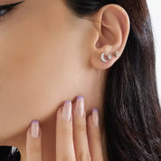 Mona Pırlanta Taşlı Beyaz Altın Tek Küpe