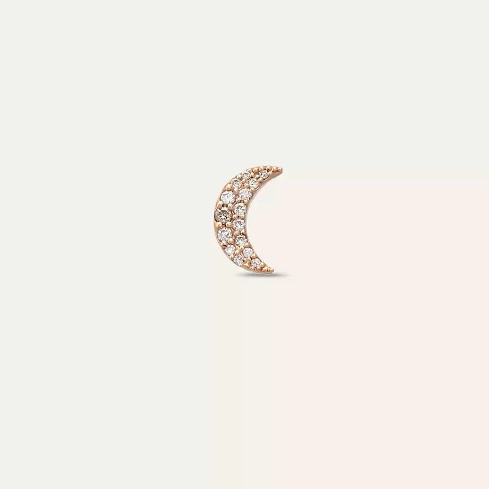 Myra Pırlanta Taşlı Rose Altın Tek Küpe