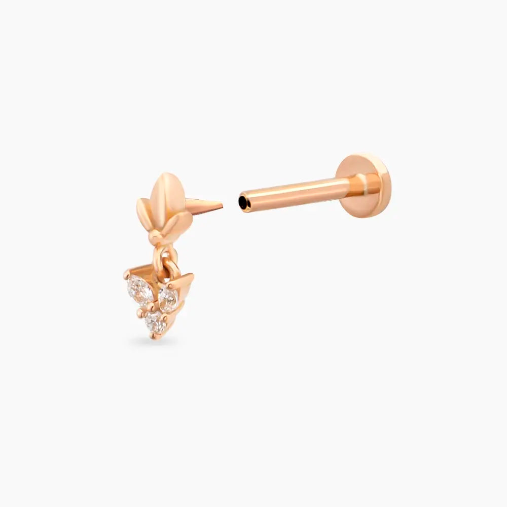 Navi Pırlanta Taşlı Rose Altın Piercing